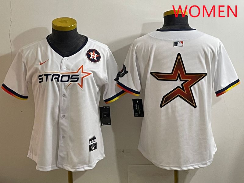 Women Houston Astros Blank White three generations Joint Name Nike 2025 MLB Jersey style 14->women mlb jersey->Women Jersey